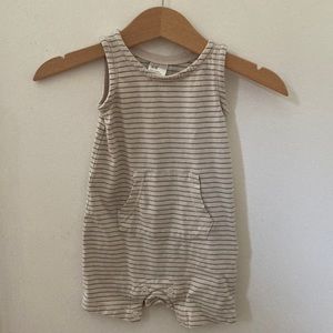 H&M Green and cream strip romper